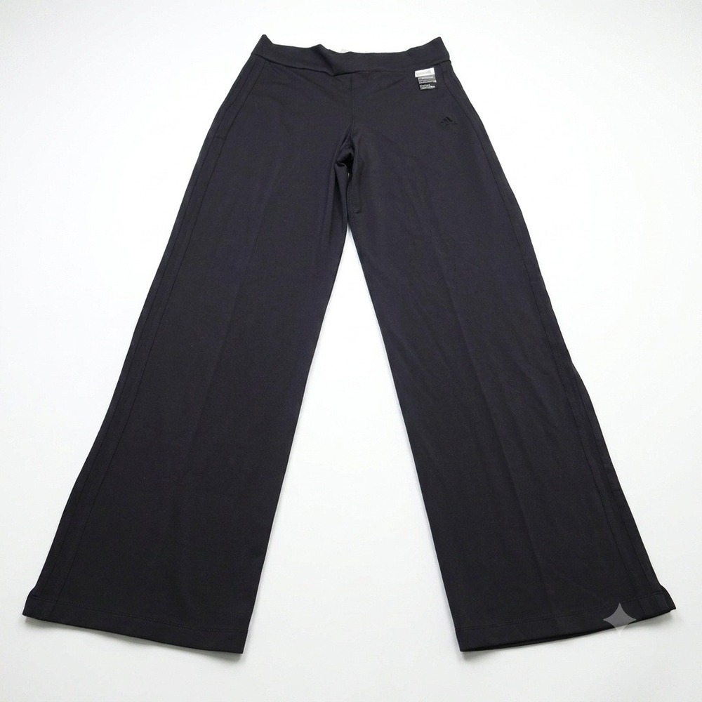 NWT Adidas Womens XL Black Wide Leg Yoga Pants BC Basic Nylon Athletic Y2K